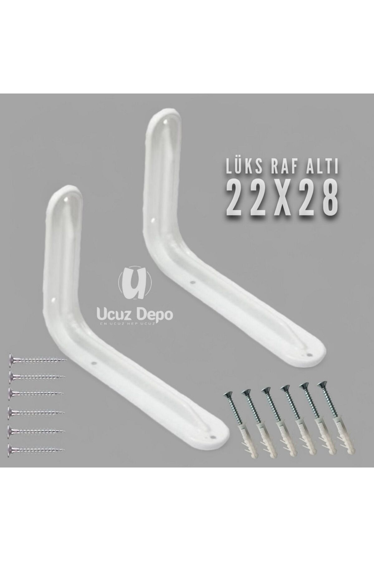 Lüks Raf Altı Tutucu Beyaz 2 Li Set 22x28 Raf Tutucu (Vida Dübel Dahil) Beyaz