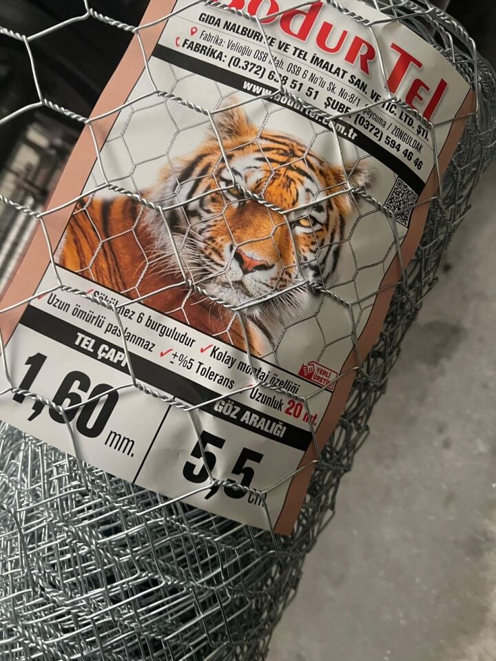 1.6 mm Dar Göz Altıgen Örgülü Tel - 100 cm 20 mt Top Uzunluğu