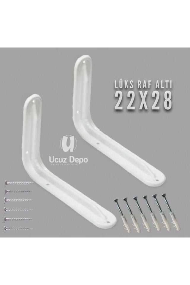Lüks Raf Altı Tutucu Beyaz 2 Li Set 22x28 Raf Tutucu (Vida Dübel Dahil)