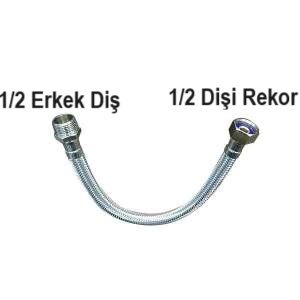 1/2E x 1/2 Paslanmaz Flex Bağlantı- Çelik Bağlantı 70 cm - Termosifonlarda Kullanılır