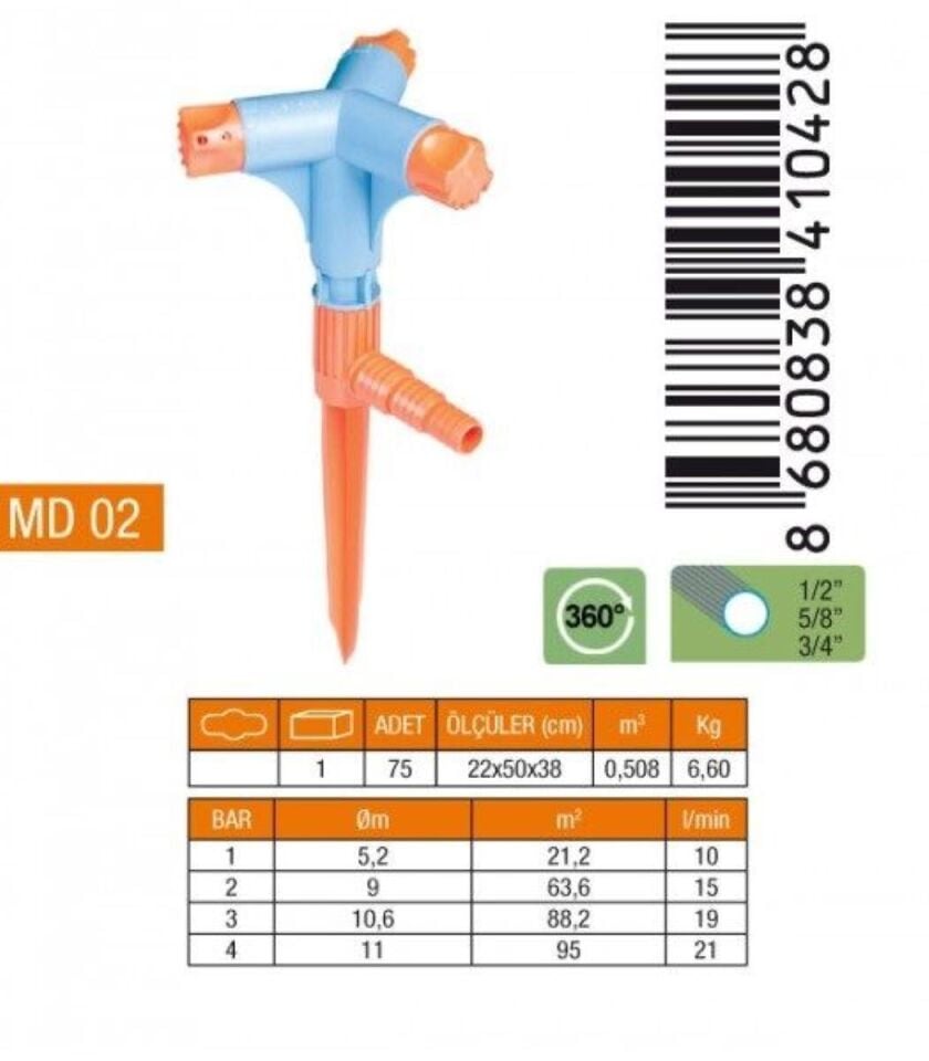 3 lü Normal Bahçe Sulama Sprink - Fiskiye