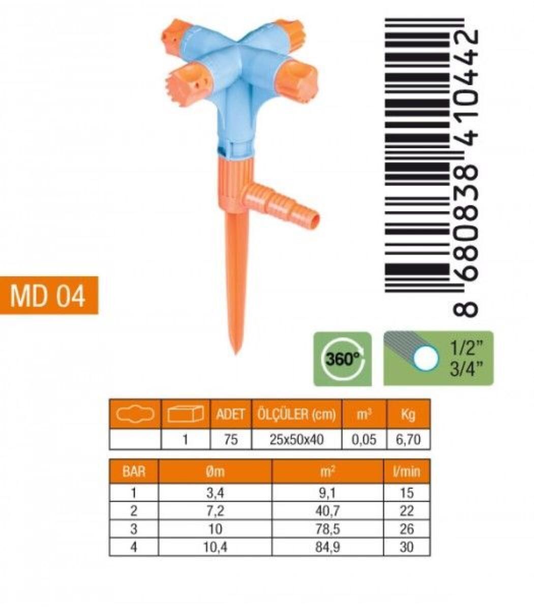 4 lü Normal Bahçe Sprink - Sulama Fiskiyesi