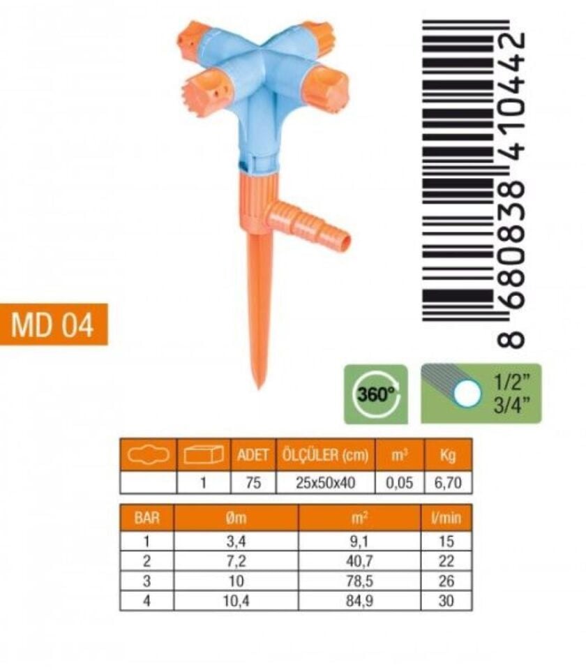 4 lü Normal Bahçe Sprink - Sulama Fiskiyesi