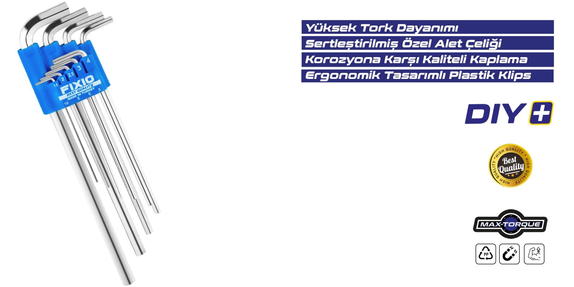 Fixio FA2009 Allen Takımı- 9 Parça - Uzun - Düz