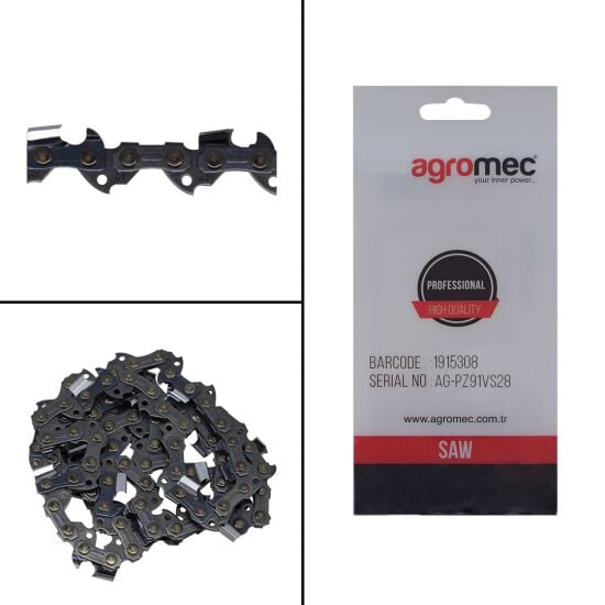 AG-PZ91VS28 Zincir 91 Ayak 050''-1.3mm.Yuv.28 Diş - Elektrikli Testere Zinciri