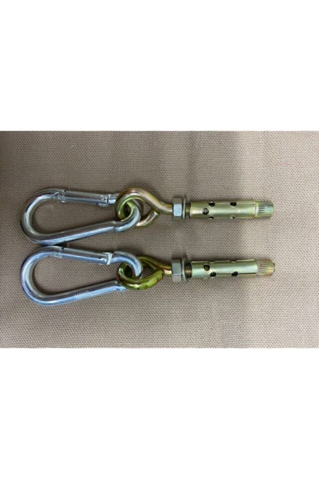 Salıncak Asma Aparatı 2'li Çelik Dübel & Karabina Kanca Takımı Dübel TR Nemli bir bezle silin.