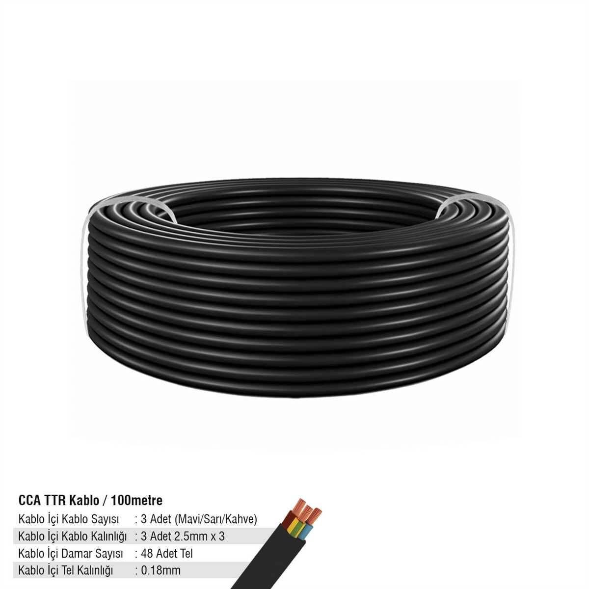 CCA TTR Kablo 3*2,5 - 48*0,18 Siyah Renktir - SGS3558