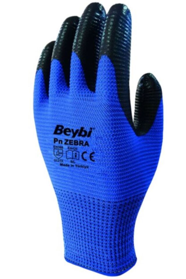 Beybi PN5 Zebra Eldiven NO:10 Mavi-Siyah- İş Eldiveni
