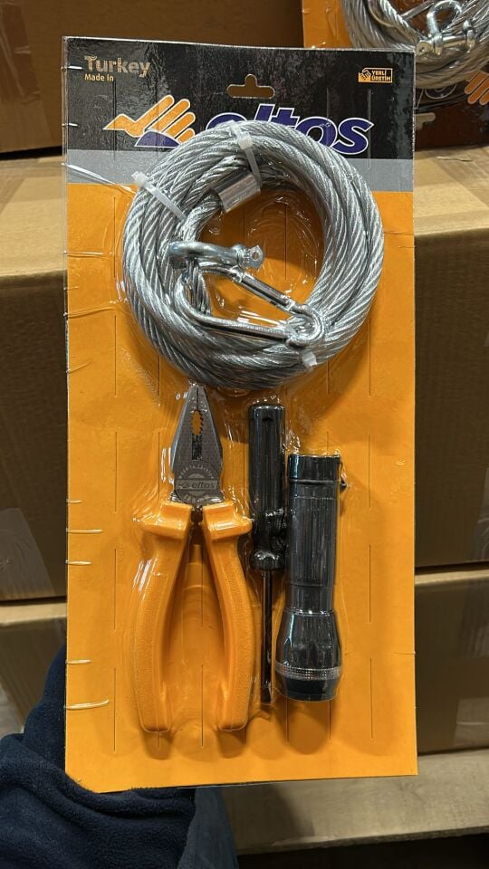 Eltos Oto Set - Araç Seti - Trafik Set - Pense - Lamba - Tornavida - Çeki Halatı