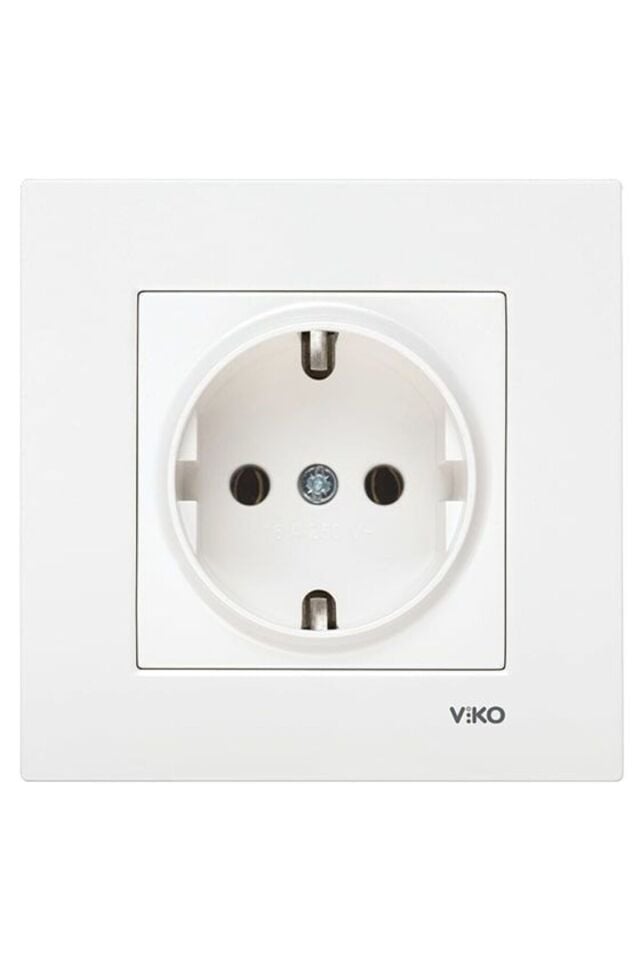 Viko Karre Topraklı Beyaz Priz Çerçeveli