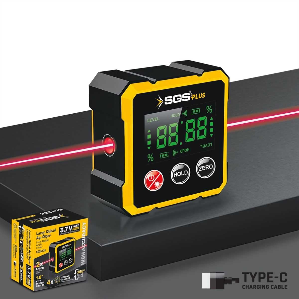 SGS5431 - SGS Lazer Dijital Açı Ölçer Mıklatıslı