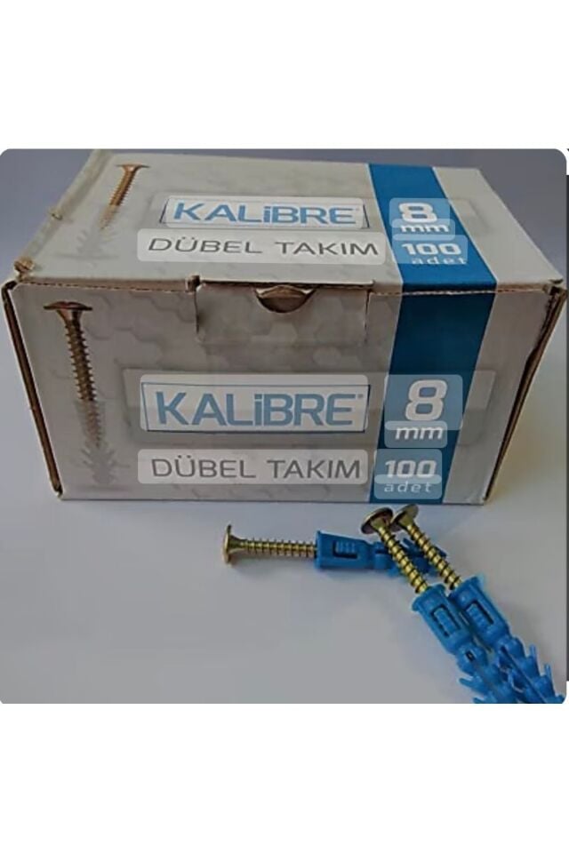8 MM KALİBRE DÜBEL TAKIMI 100  ADET  KUTULU VİDA VE DÜBELLİ 1 KUTU GÖNDERİLİR
