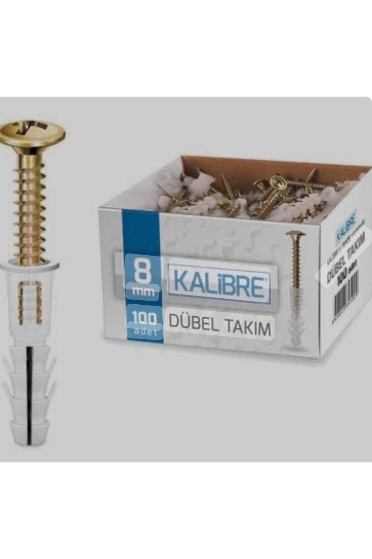 8 MM KALİBRE DÜBEL TAKIMI 100  ADET  KUTULU VİDA VE DÜBELLİ 1 KUTU GÖNDERİLİR