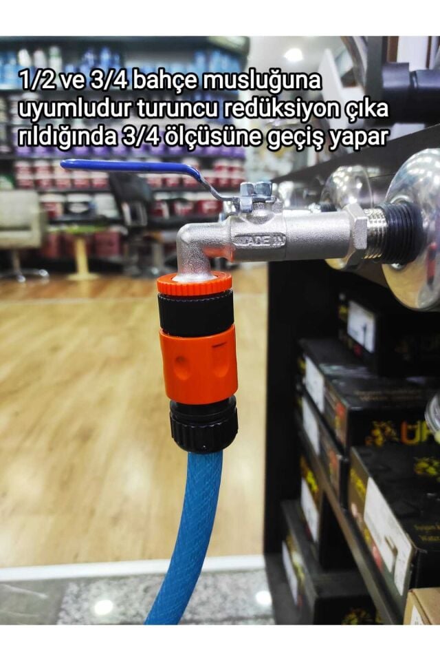BAHÇE MUSLUĞU VE BATARYA ADAPTÖRÜ 1/2-3/4 ÇİFT ÖLÇÜ VE HORTUM BAĞLANTI ADAPTÖRÜ 1/2