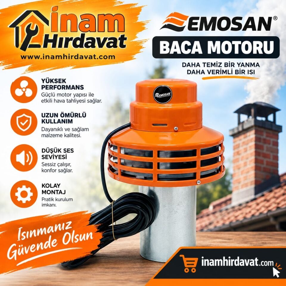 Emosan Baca Motoru - Baca Fanı - 2820 Devir - 370Watt - Boru Temizleme Motoru