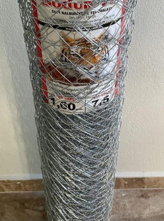 1.6 mm Geniş Göz Altıgen Örgülü Tel - 120 cm yükseklik 20 mt top uzunluğu- 2inç Göz Aralığı