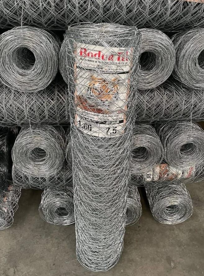 1.6 mm Geniş Göz Altıgen Örgülü Tel - 120 cm yükseklik 20 mt top uzunluğu- 2inç Göz Aralığı