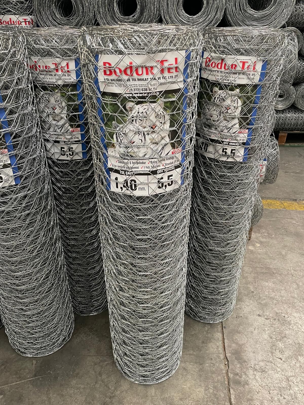 1,40 mm Dar Göz Altıgen Örme Tel - 150 cm Yükseklik - 20 mt Top Uzunluğu -Bahçe Tel 5.5 cm Göz