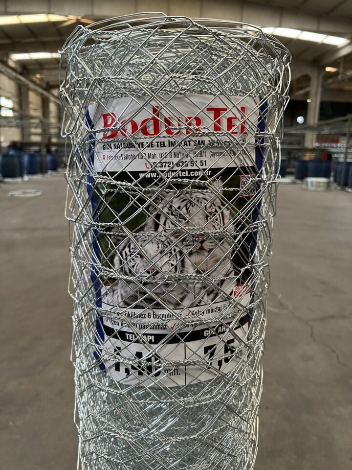 1,40 mm Geniş Göz Altıgen Örgülü Tel - 120 cm Yükseklik - 20 mt Top Uzunluğu -Bahçe Tel 7.5 cm Göz