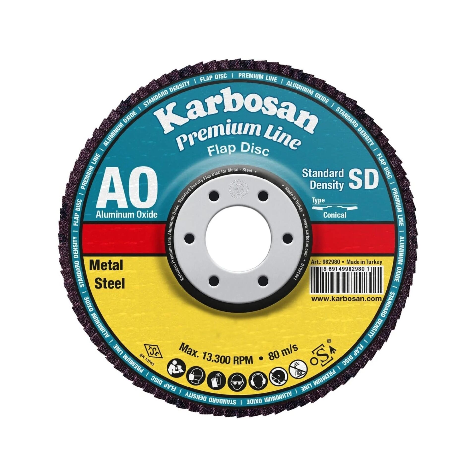 Karbosan Flap Disk 115 mm x 80 no - Alimünyum Oksit - Zımpara